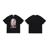 BAPE/A/Bathing Ape Checkered Pattern Printed T-shirt for Couples Casual Cotton Short Sleeves