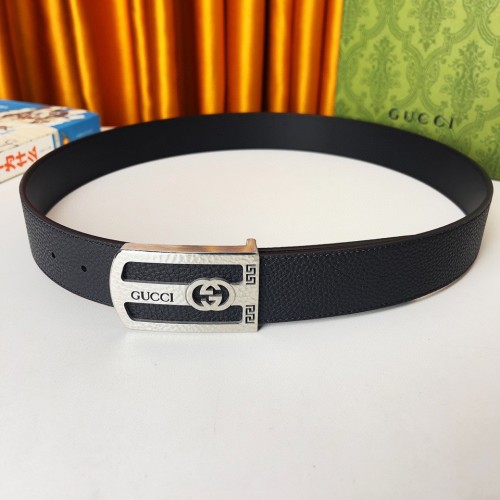 Gucci Fashion Square Double sided Litchi Pattern Business Belt 38MM