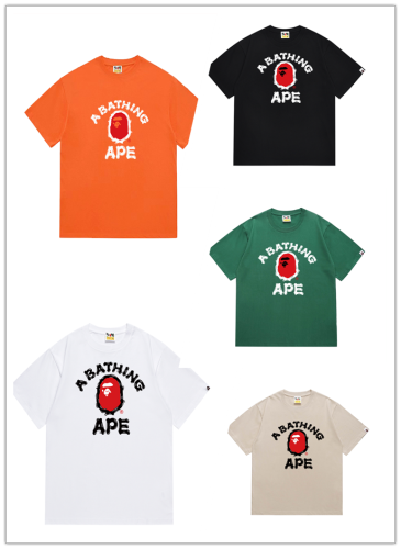 BAPE/A/Bathing Ape Letter Cartoon Printing Short Sleeve Fashion High Street Casual T-shirt