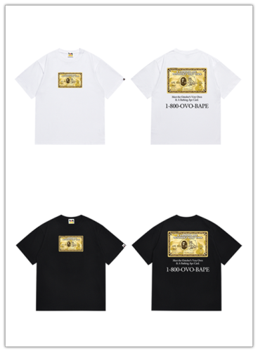 BAPE/A/Bathing Ape Head Owl Gold Card Printed T-shirt Unisex Casual Short Sleeve