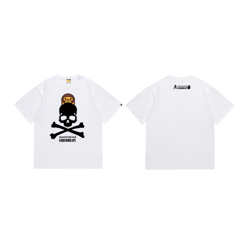 BAPE/A/Bathing Ape Skull Logo Printed T-shirt Unisex Casual Short Sleeves