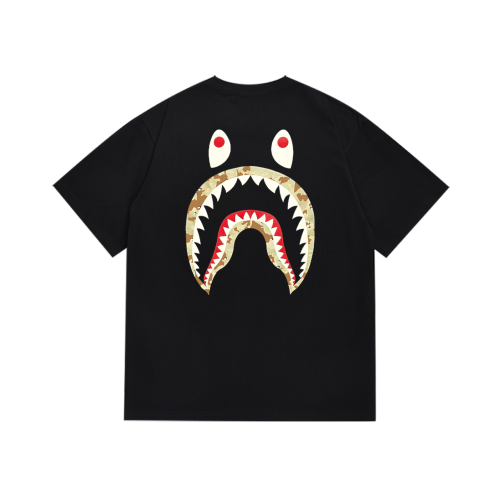BAPE/A/Bathing Ape Fashion Shark Print T-shirt Unisex Casual Loose Short Sleeves
