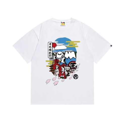 BAPE/A/Bathing Ape Fashion Cartoon Print Short sleeved Unisex Casual Versatile T-shirt