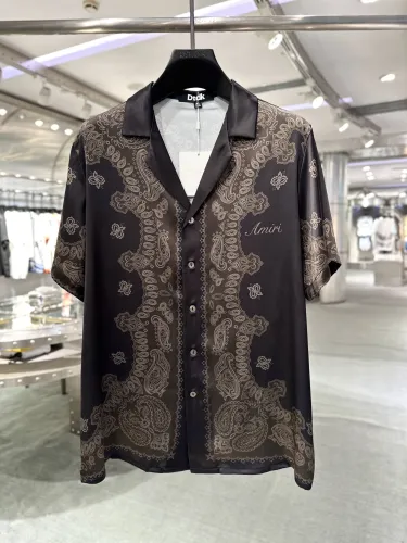 Amiri Unisex Fashion Silk Home Set Paisley Full Print Short Sleeved Shirt And Shorts