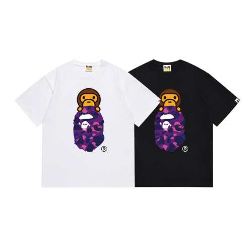 BAPE/A/Bathing Ape Fashion Printed Short sleeved Unisex Loose Casual T-shirt