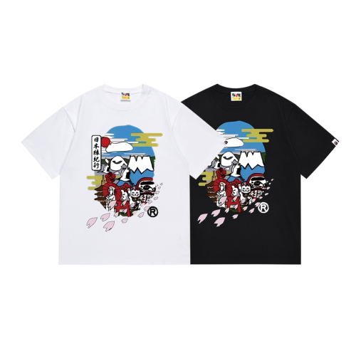 BAPE/A/Bathing Ape Fashion Cartoon Print Short sleeved Unisex Casual Versatile T-shirt