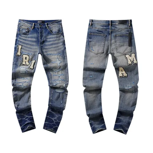 Amiri Classic Logo Embroidered Distressed Jeans Casual Street Pants