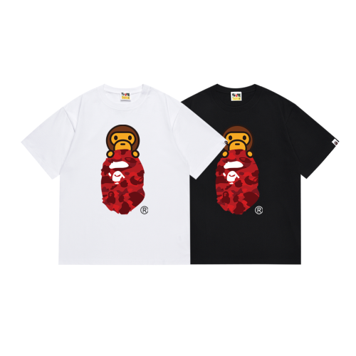 BAPE/A/Bathing Ape Fashion Printed Short sleeved Unisex Loose Casual T-shirt