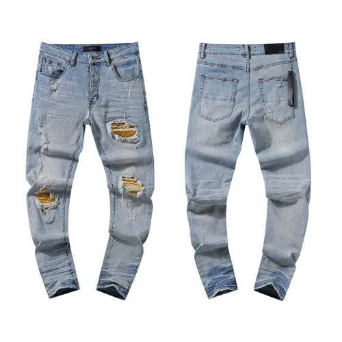 Amiri Casual Street Stretch Skinny Jeans Washed Distressed Pants