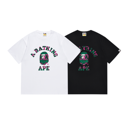 BAPE/A/Bathing Ape Fashion Logo Printed Short Sleeve Couple Cotton Casual T-shirt