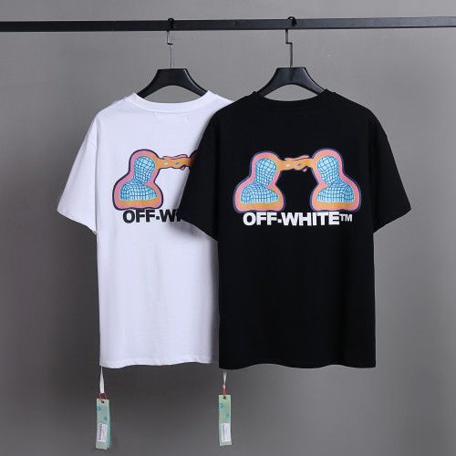 Off White Simple Classic Printed Short Sleeve Unisex Casual Street Cotton T-shirt