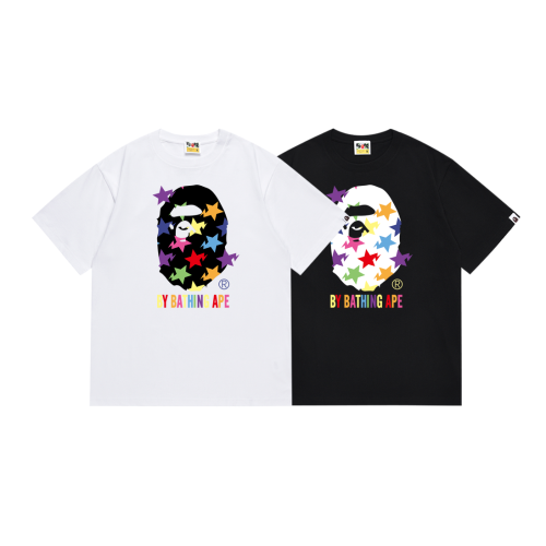 BAPE/A/Bathing Ape Classic Logo Print Short sleeved Unisex Cotton Loose T-shirt