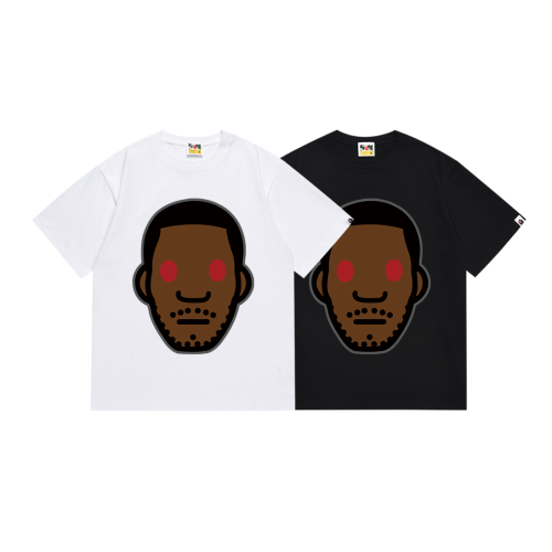 BAPE/A/Bathing Ape Cartoon Print Short sleeved Unisex Cotton Loose T-shirt