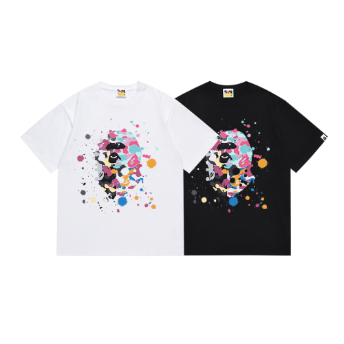 BAPE/A/Bathing Ape Speckle Print Short sleeved Unisex Cotton Loose T-shirt