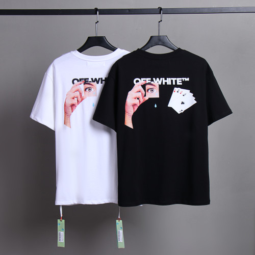 Off White Fashion Hand And Eye Poker Printed T-shirt Casual Street Short Sleeve
