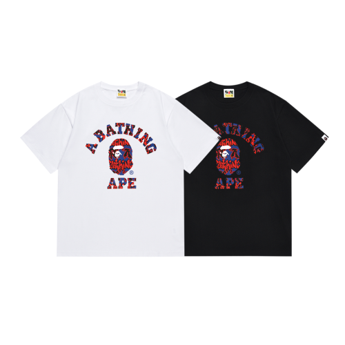 BAPE/A/Bathing Ape Fashion Logo Printed Short Sleeve Couple Cotton Casual T-shirt