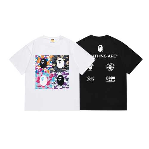 BAPE/A/Bathing Ape Classic Logo Print Short sleeved Unisex Cotton Loose T-shirt