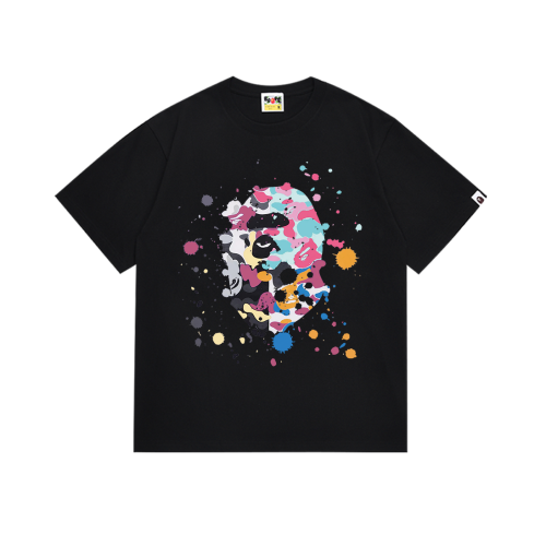 BAPE/A/Bathing Ape Speckle Print Short sleeved Unisex Cotton Loose T-shirt