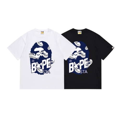 BAPE/A/Bathing Ape Logo Printed Short Sleeve Unisex Casual T-shirt
