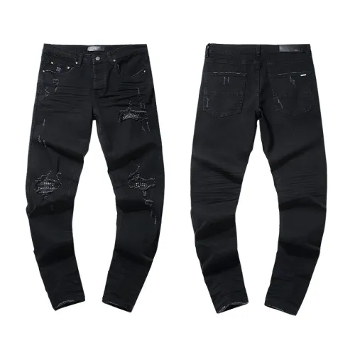 Amiri Fashion Ripped Distressed Jeans Casual Street Black Pants