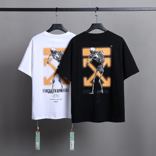 Off White Fashion Cartoon Skull Printed Short Sleeve Unisex Casual Street Tee