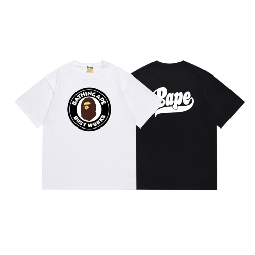 BAPE/A/Bathing Ape Classic Letter Logo Print Short sleeved Unisex Cotton Loose T-shirt
