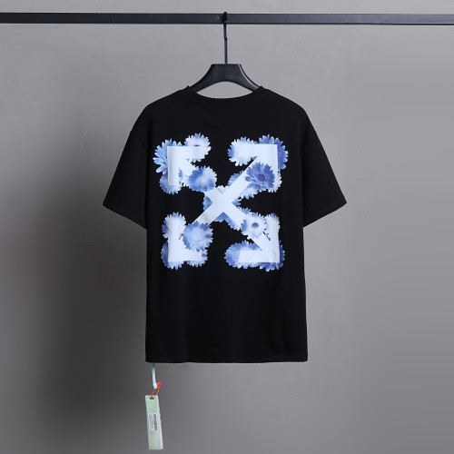 Off White Classic Printed Short Sleeve Unisex Casual Cotton Solid T-shirt