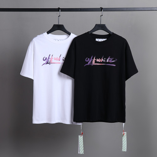 Off White Simle Fashion Letters Printed Short Sleeve Unisex Casual Solid T-shirt