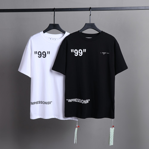 Off White Fashion 99 Printed T-shirt Unisex Street Casual Solid Short Sleeve