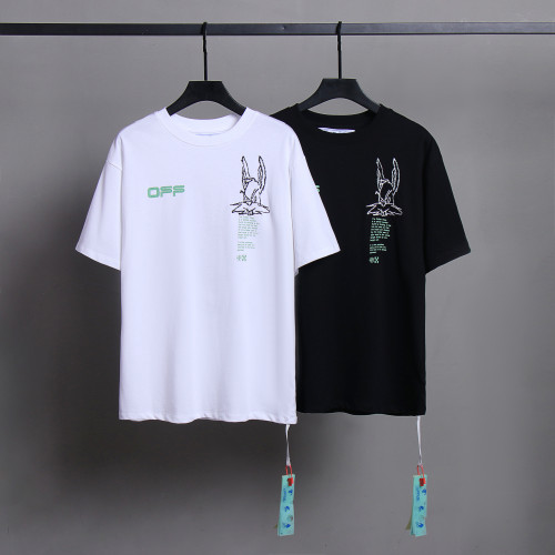 Off White Fashion Cartoon Rabbit T-shirt Unisex Casual Cotton Short Sleeve