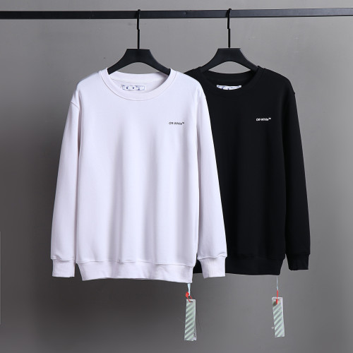 Off White Simple Line Crew Neck Hoodie Unisex Casual Street Pullover