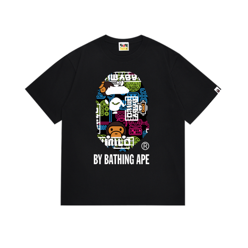 BAPE/A/Bathing Ape Fashion Print Short sleeved Unisex Cotton Versatile T-shirt