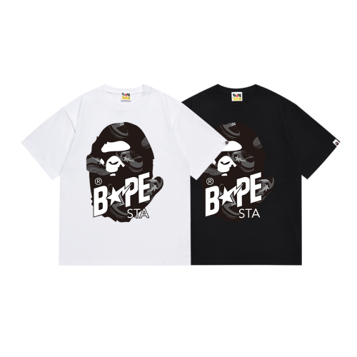 BAPE/A/Bathing Ape Logo Printed Short Sleeve Unisex Casual T-shirt