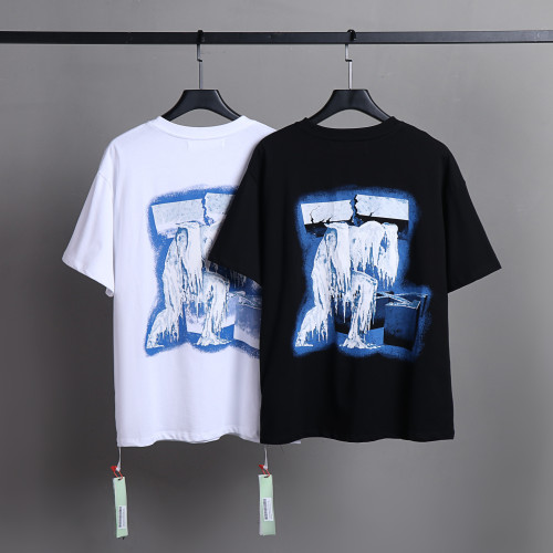 Off White Fashion 99 Printed T-shirt Unisex Street Casual Solid Short Sleeve