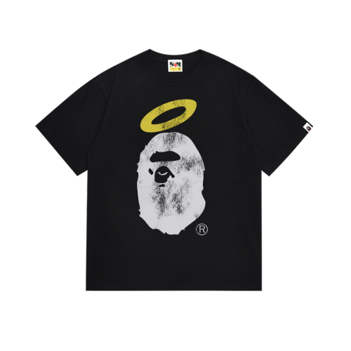 BAPE/A/Bathing Ape Fashion Logo Print Short sleeved Unisex Cotton Loose T-shirt