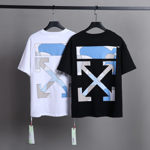 Off White Classic Simple Logo Printed T-shirt Unisex Casual Street Crew Neck Short Sleeve
