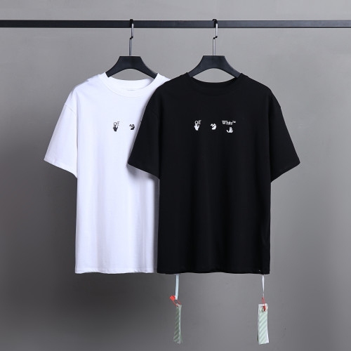 Off White Fashion Colors Printed T-shirt Unisex Casual Round Neck Short Sleeve