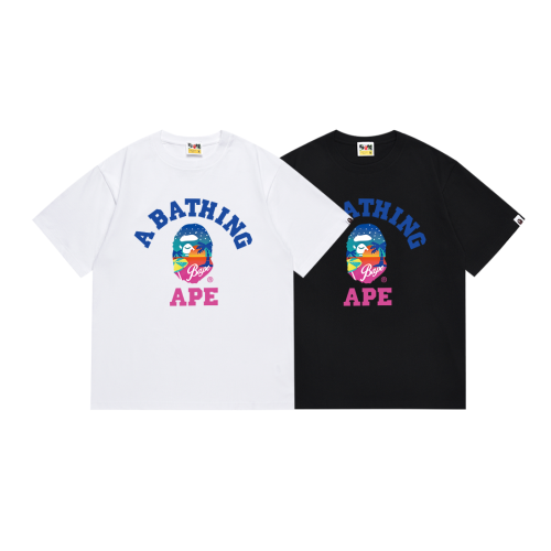 BAPE/A/Bathing Ape Fashion Logo Printed Short Sleeve Couple Cotton Casual T-shirt