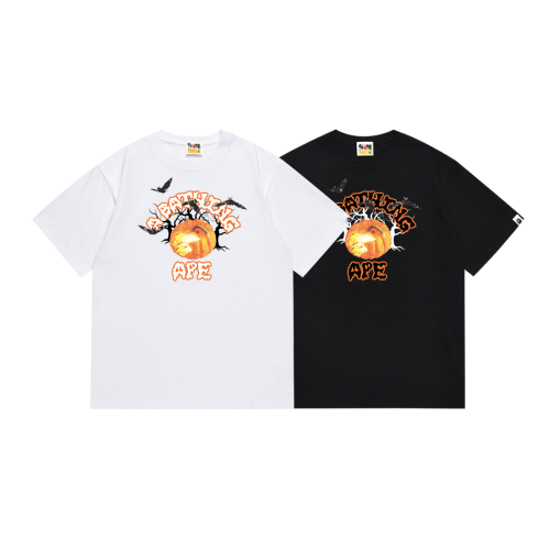 BAPE/A/Bathing Ape Pumpkin Print Short Sleeve Unisex Casual T-shirt