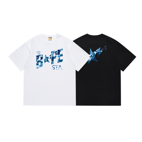 BAPE/A/Bathing Ape Fashion Letter Camo Print Short Sleeve Unisex Casual T-shirt