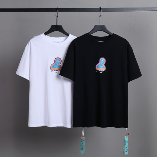 Off White Simple Classic Printed Short Sleeve Unisex Casual Street Cotton T-shirt
