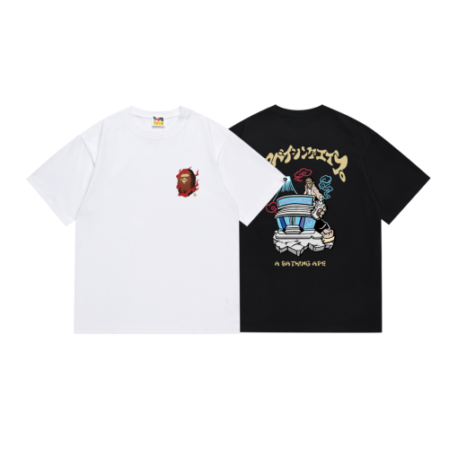 BAPE/A/Bathing Ape High Street Print Short sleeved Unisex Cotton Loose T-shirt