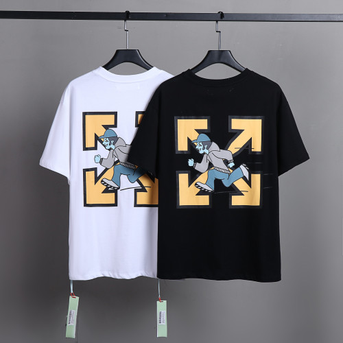 Off White Classic Running Man Printed Short Sleeve Unisex Casual Street T-shirt