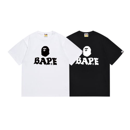 BAPE/A/Bathing Ape Classic Letter Logo Print Short sleeved Unisex Cotton Loose T-shirt
