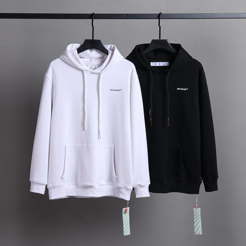 Off White Simple Stripe Logo Printed Sweatshirts  Unisex Casual Street Cotton Hoodie