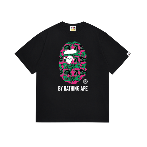 BAPE/A/Bathing Ape Fashion Logo Printed Short Sleeve Couple Cotton Casual T-shirt