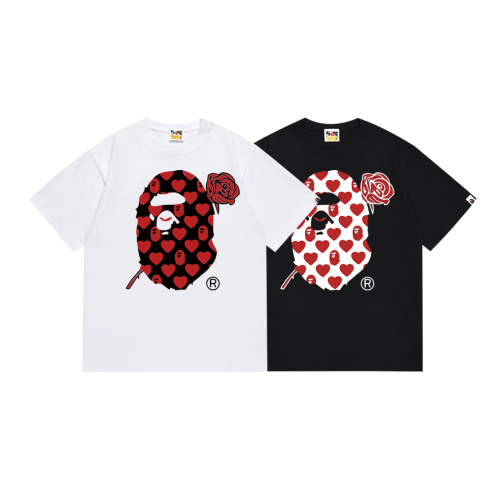 BAPE/A/Bathing Ape Fashion Print Short sleeved Unisex Cotton Loose T-shirt