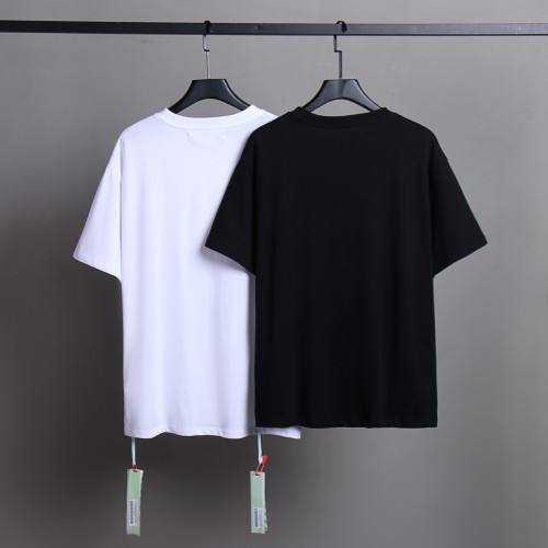 Off White Simle Fashion Hand Printed Short Sleeve Unisex Casual T-shirt