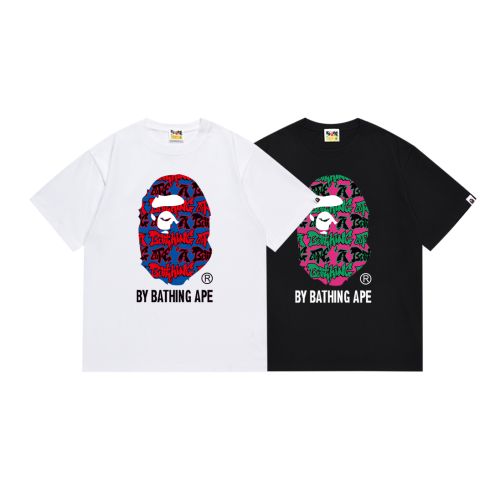 BAPE/A/Bathing Ape Fashion Logo Printed Short Sleeve Couple Cotton Casual T-shirt