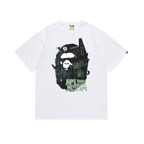 BAPE/A/Bathing Ape Fashion Print Short sleeved Unisex Cotton Loose T-shirt